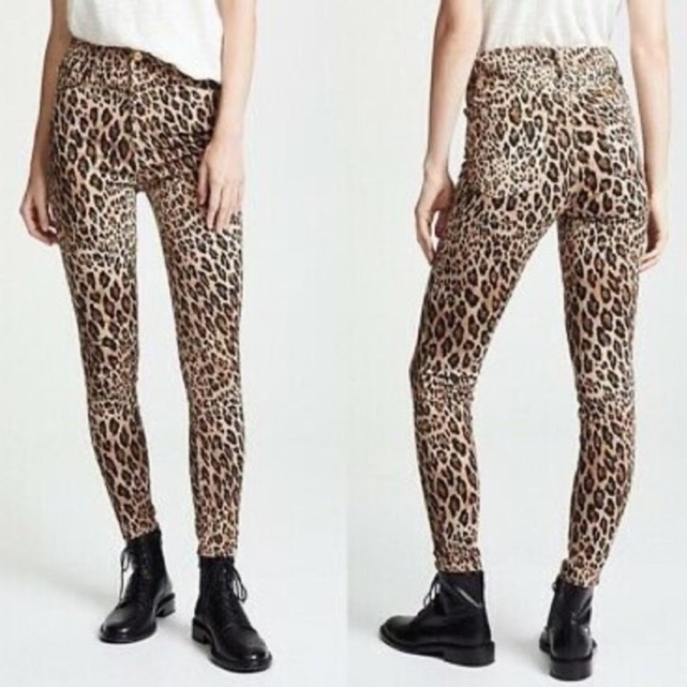 Frame Denim Ali High-Rise Cigarette Skinny Jeans leopard print